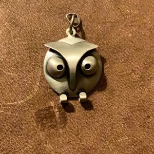 Beau Sterling Modernist Whimsical Owl Pendant Charm Vintage